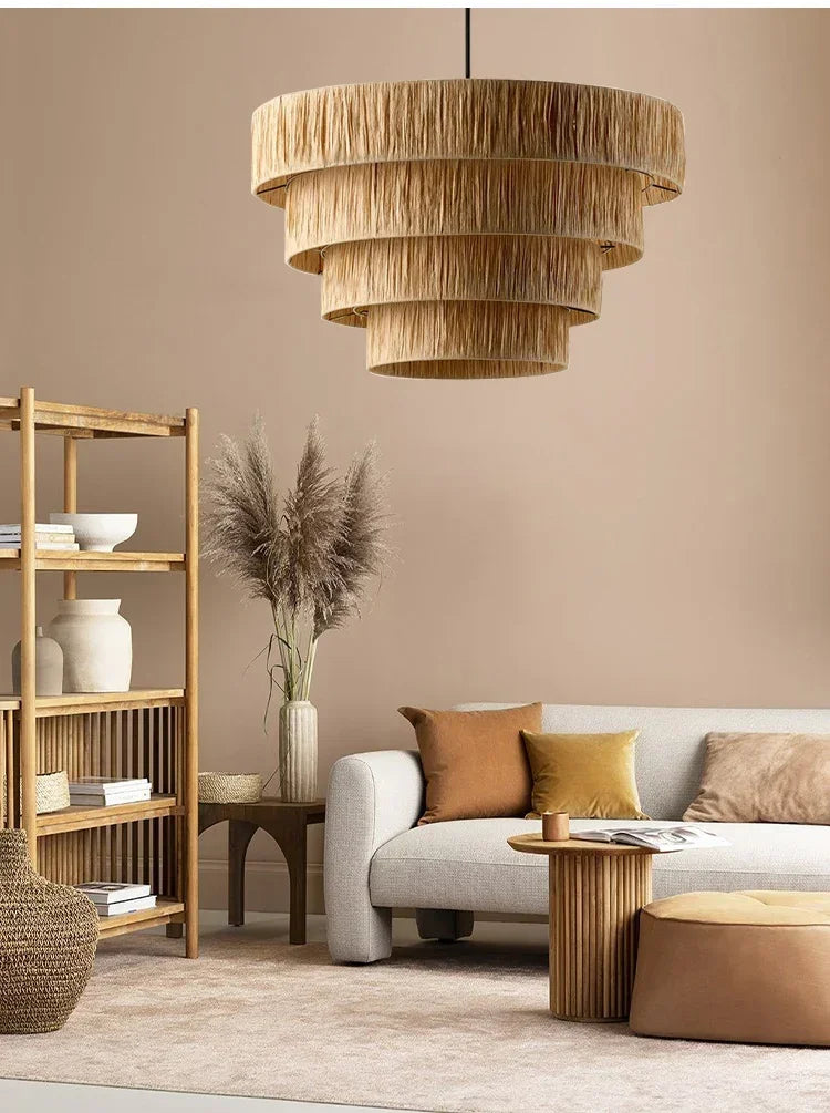 ZENLUMI Japanse Rieten Hanglamp - hanglampen - zijaanzicht