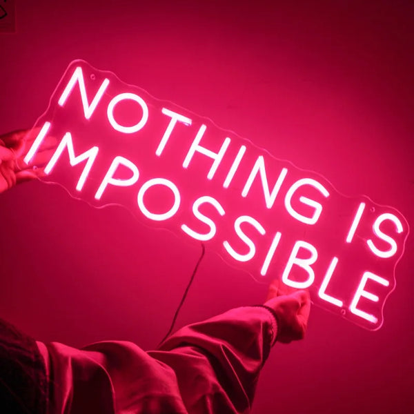 GlowInspire Aanpasbaar "NOTHING IS IMPOSSIBLE" Neon Bord