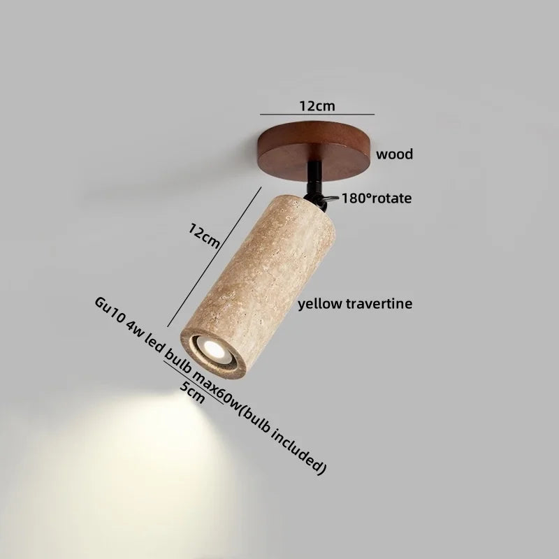 LumiSabi Travertin Natuursteen LED Plafondlamp – Moderne Wabi-Sabi Lamp - plafondlampen - materiaaldetail