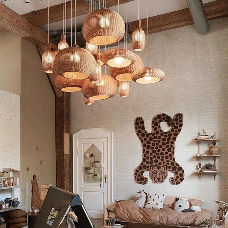 Bohemian Wicker Pendant Light - hanglampen - zijaanzicht
