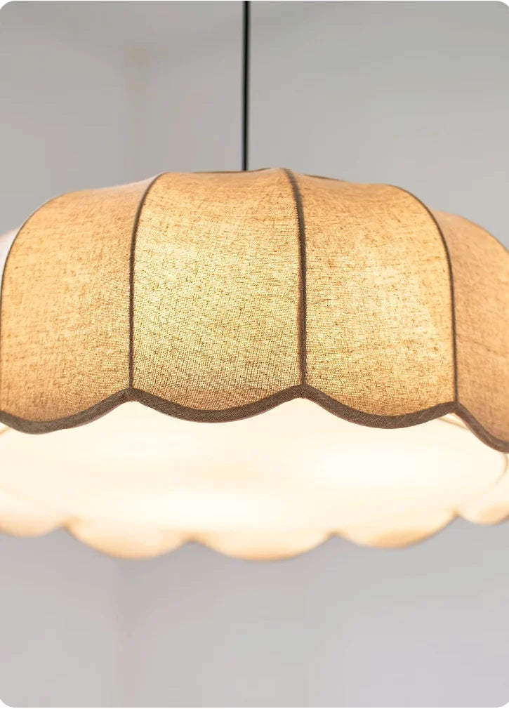 Nordic Wabi Glow – Minimalistische Wabi Sabi Linnen LED Hanglamp - hanglampen - gemonteerd