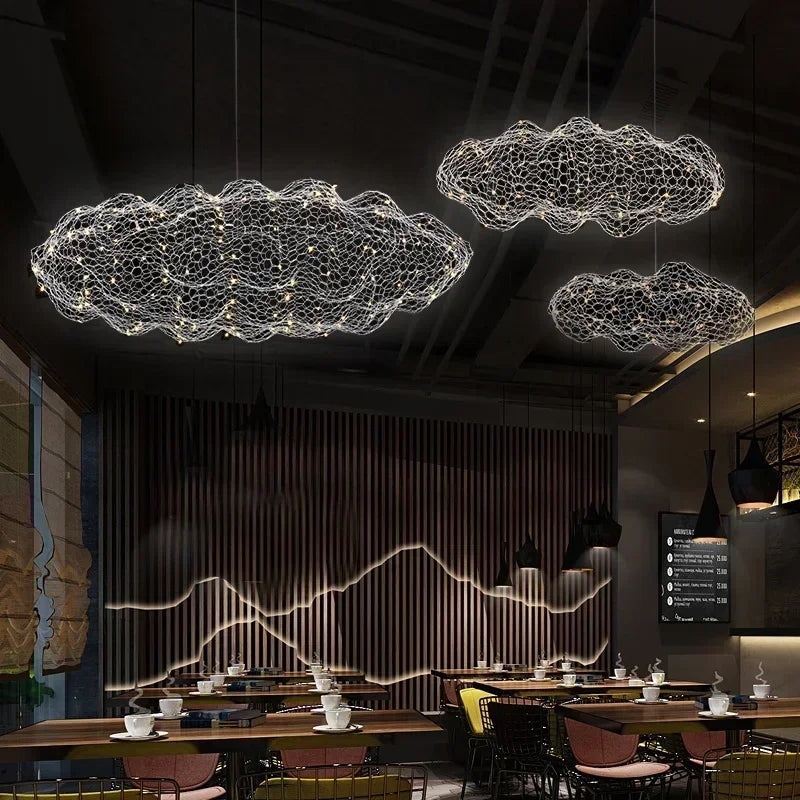 Deense Designer IJzeren Mesh Wolk Hanglamp - hanglampen - sfeerbeeld