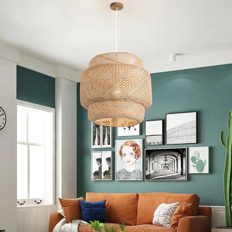 ZenWeave Bamboe Hanglamp – Handgeweven Oosterse Stijl voor Huis en Restaurant