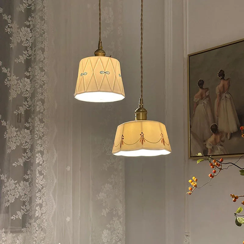 Japans Retro BrassGlow Keramische Hanglamp - hanglampen - detail