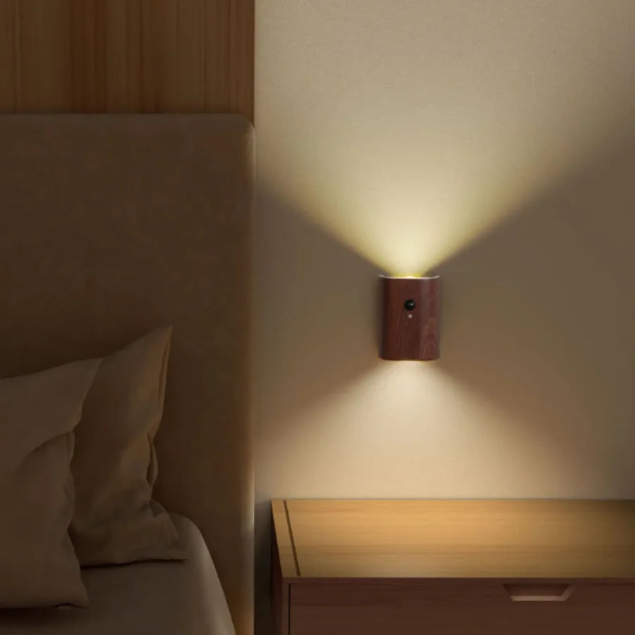 LumiHout – Houten Moderne Indoor Inductie Wandlamp - wandlamp - detail