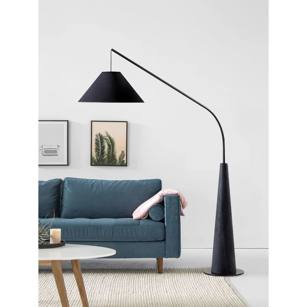 LumiArc – Luxe Houten Boogvloerlamp met Stoffen Kap - vloerlamp - afmetingen