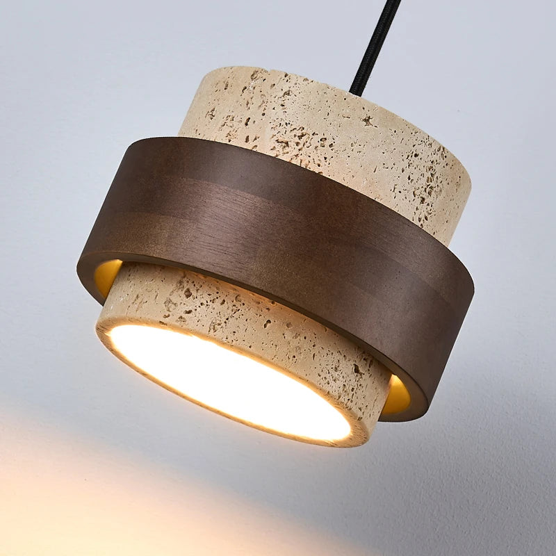 LumiTravert Wandlamp – LED Natuursteen & Hout Design met Trekschakelaar