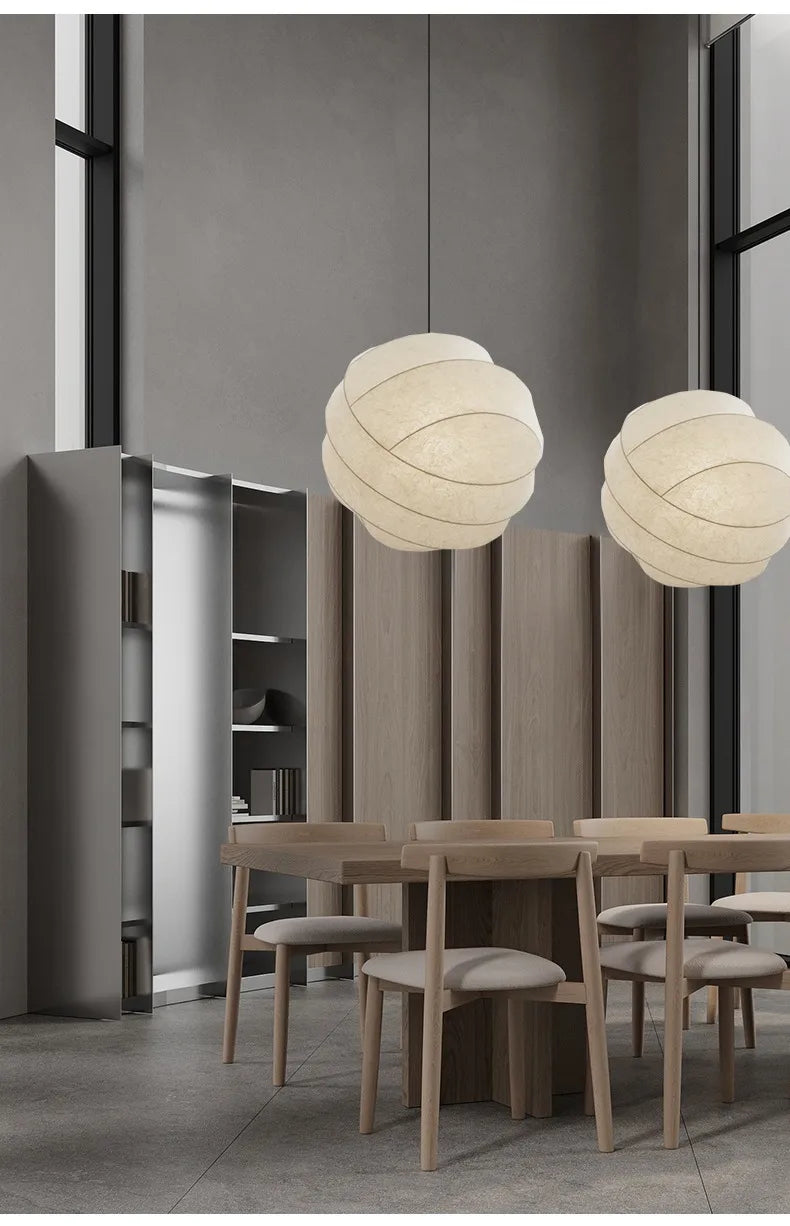 Wabi Sabi Zijde Hanglamp – Japanse Minimalistische Ronde Plafondlamp - hanglampen - gemonteerd