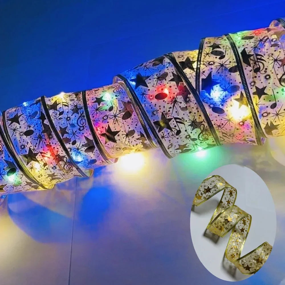 LumiRibbon Gouden Kerstlint Lichtslinger – 2M/5M/10M LED - buitenverlichting