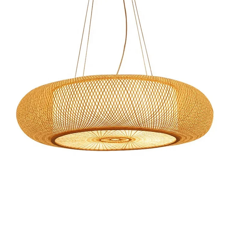 BambuLoom Grace: Handgemaakte Bamboe Rieten Hanglamp - hanglampen - detail