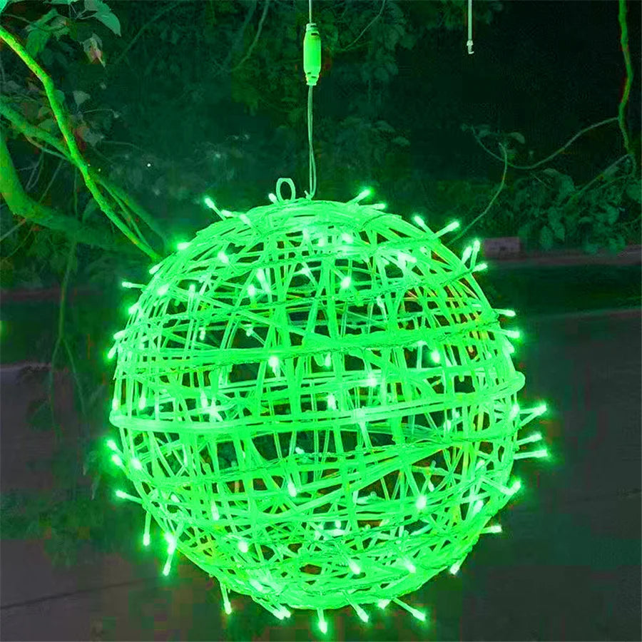 Kerst LED Rotanbal Slinger – Warme Feestverlichting & Buiten Fairy Garden Kerstverlichting - buitenverlichting - close-up