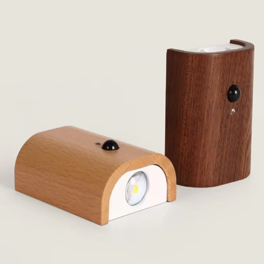 LumiHout – Houten Moderne Indoor Inductie Wandlamp - wandlamp - close-up
