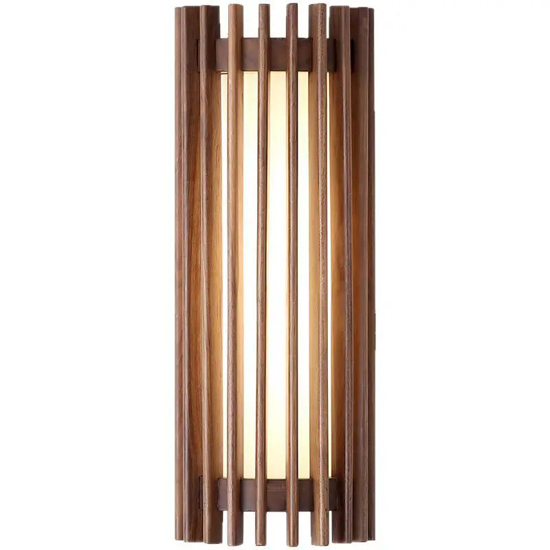 “ZenAura Wabi-Sabi Wandlamp” – Japanse Retro Walnoot LED Wandverlichting - wandlamp - zijaanzicht