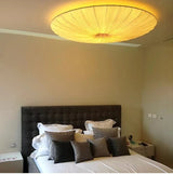 Wabi-Sabi Luxe Stoffen LED Plafondlamp – Minimalistische Rond Vliegende Schotel Hanglamp
