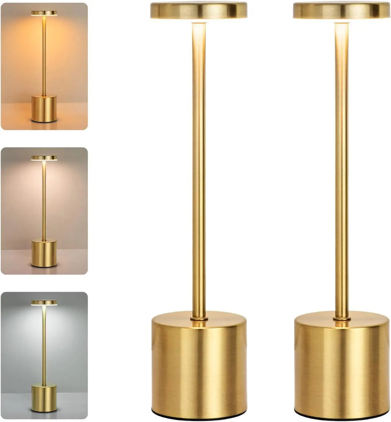 LumiÉlan – Klassieke Oplaadbare Tafellamp met Touch, Traploze Dimming en 3 Lichtkleuren