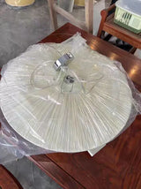 Wabi-Sabi Luxe Stoffen LED Plafondlamp – Minimalistische Rond Vliegende Schotel Hanglamp