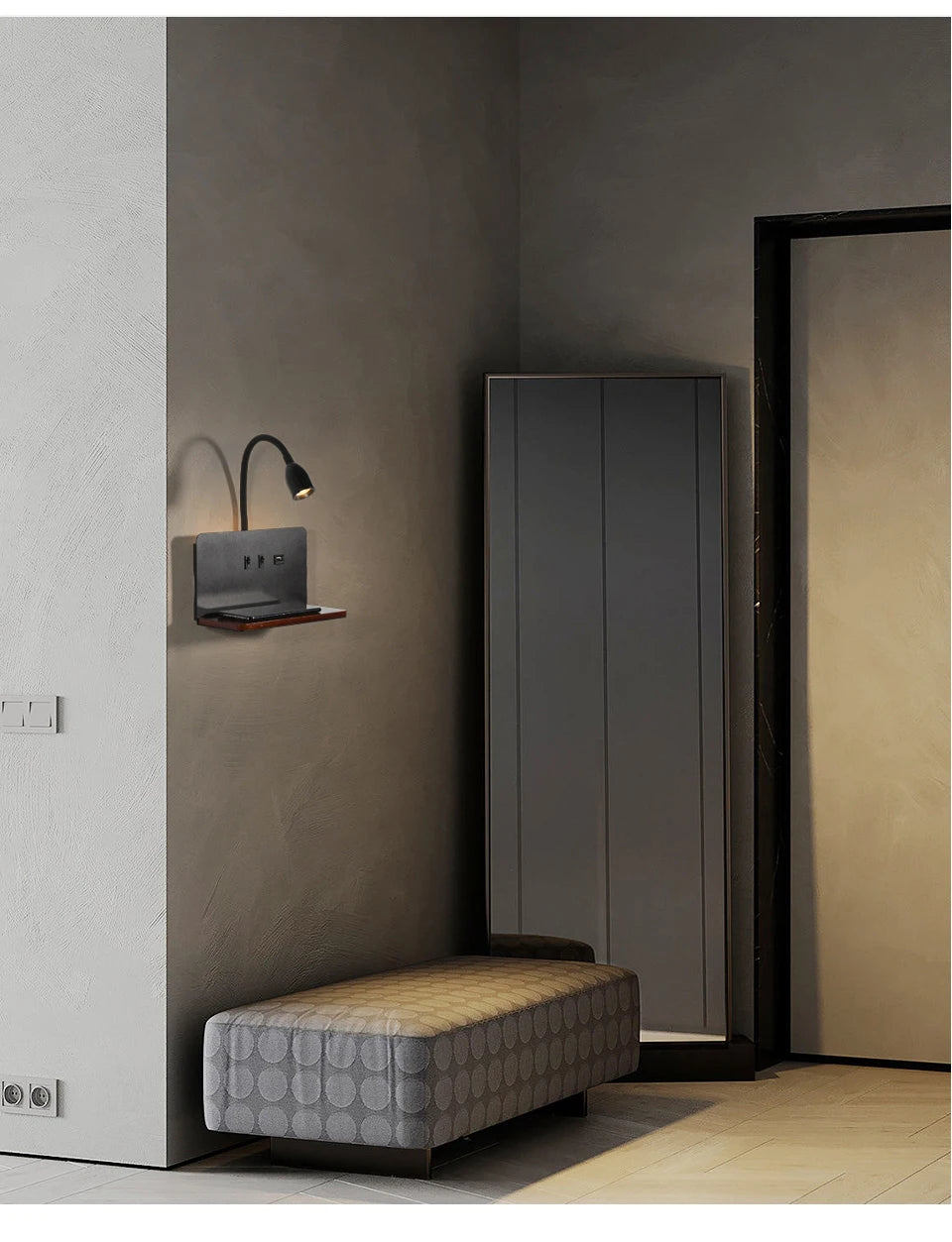 LumiCharge – Stijlvolle Wandlamp met Draadloos Opladen - wandlamp