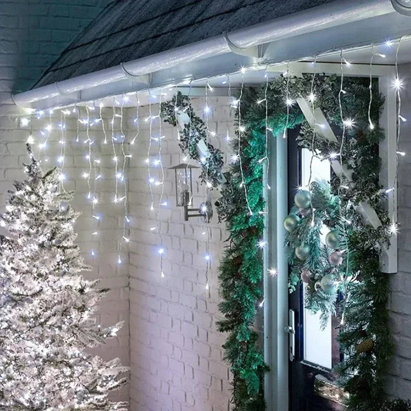 LumaSneeuw 4M LED Sneeuwvlok Gordijnverlichting – Kerst IJspegel Sfeerverlichting - buitenverlichting - in de kamer