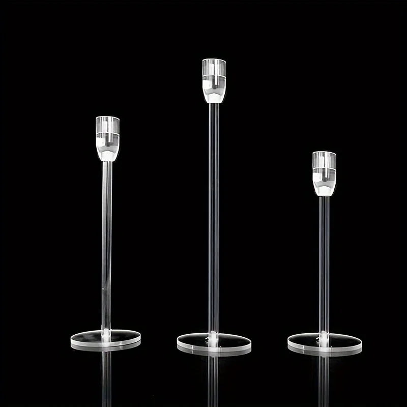 LumenAcry Heldere Acryl Kandelaar Set (3-delig)