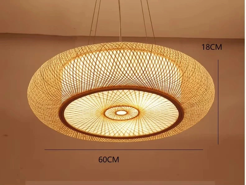 BambuLoom Grace: Handgemaakte Bamboe Rieten Hanglamp - hanglampen - gemonteerd