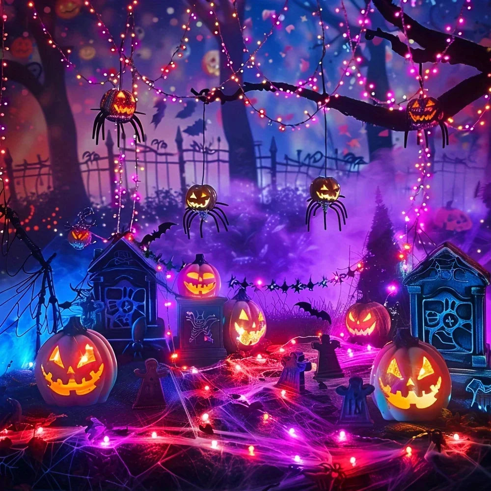 GLOWSPELL – Halloween LED Sfeerverlichting 100/200 LEDs met Zwarte Draad - buitenverlichting - in de kamer