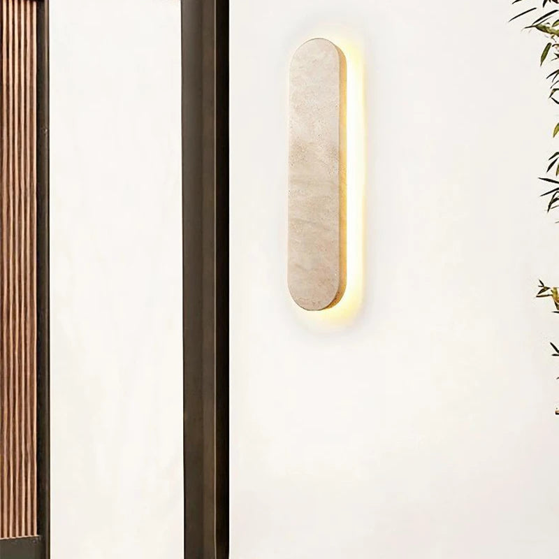 StoneGlow Recta – Moderne Wandlamp van Natuursteen - wandlamp - in de kamer
