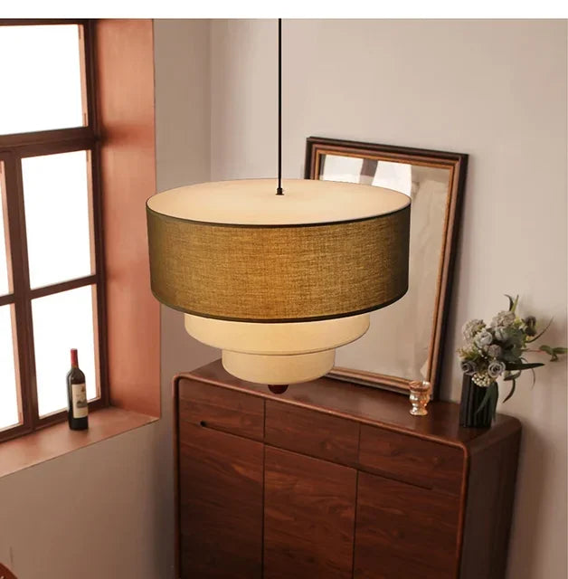 Boho Green Fabric Hanglamp - hanglampen - verlicht