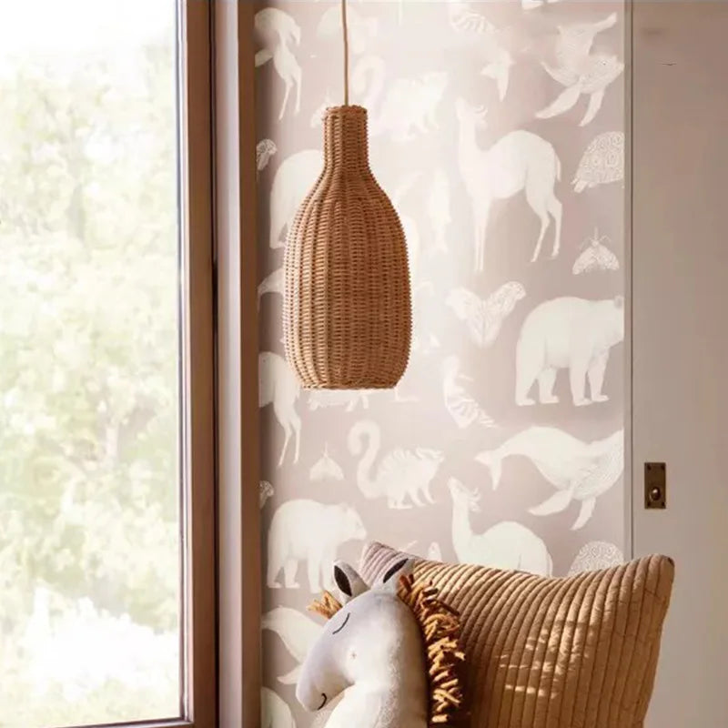 Bohemian Wicker Pendant Light - hanglampen - zijaanzicht