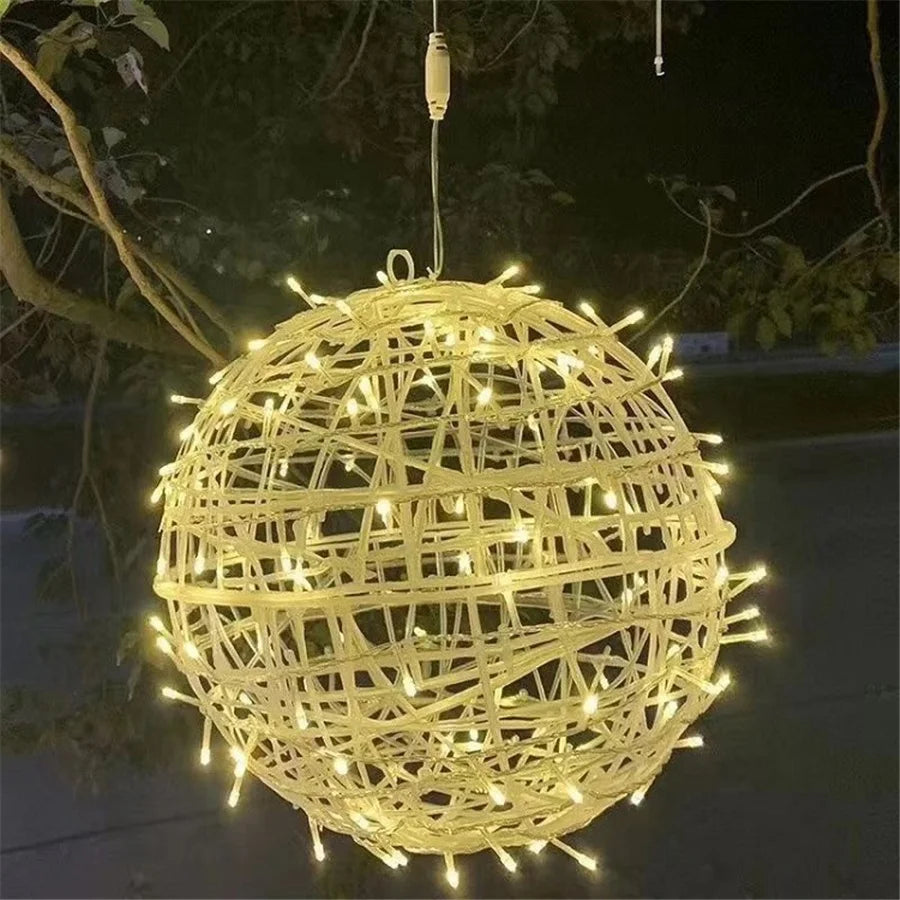 Kerst LED Rotanbal Slinger – Warme Feestverlichting & Buiten Fairy Garden Kerstverlichting - buitenverlichting - in de kamer