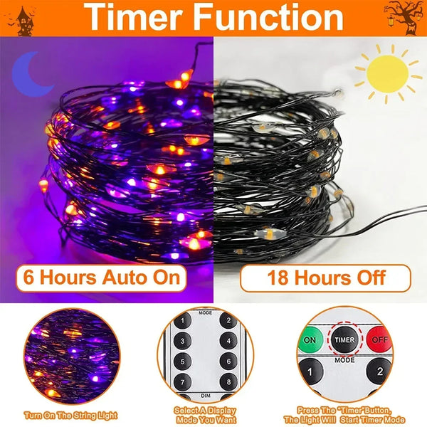 GLOWSPELL – Halloween LED Sfeerverlichting 100/200 LEDs met Zwarte Draad