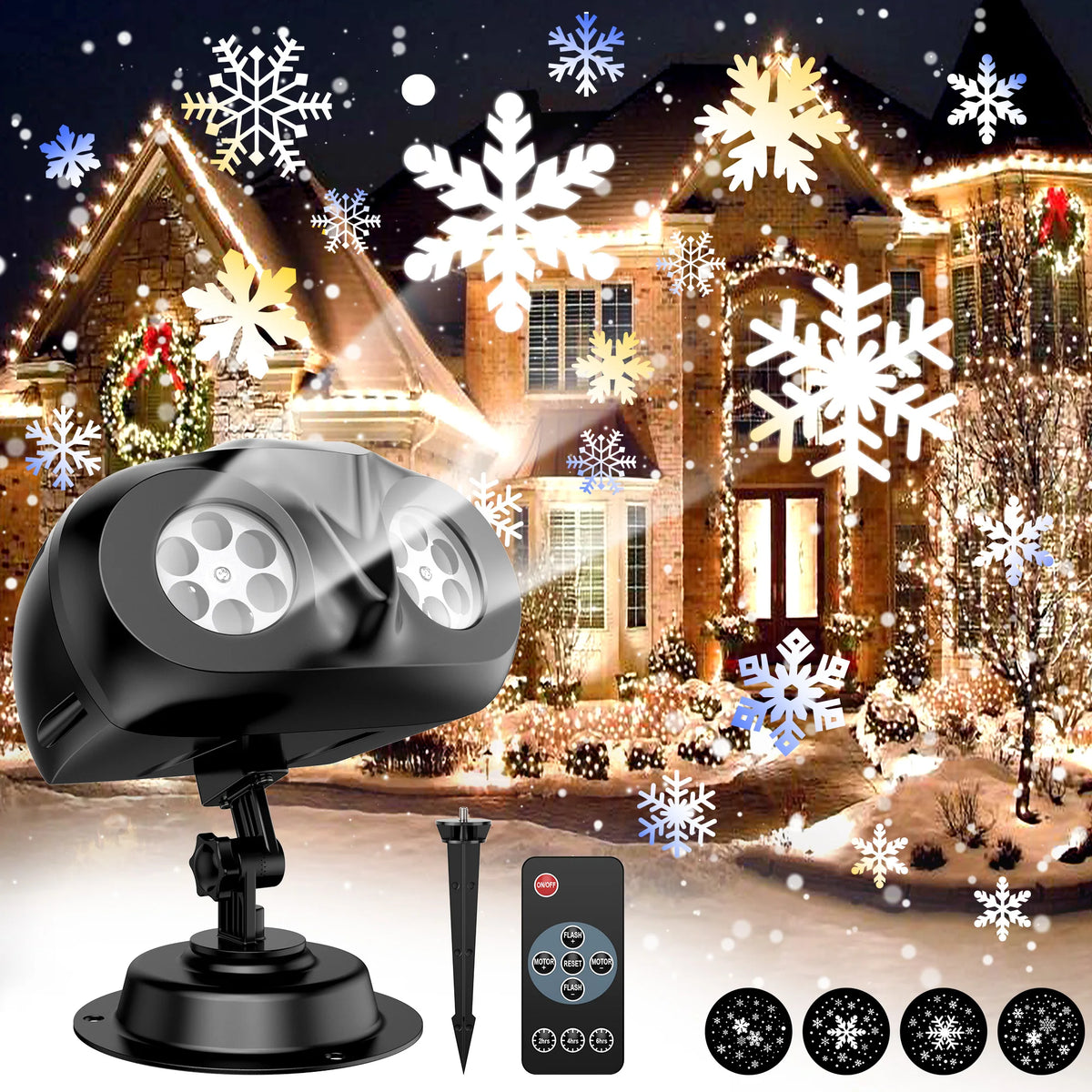 SNOWGLOW – LED Kerst Sneeuwval Projector met Dubbele Kop - buitenverlichting