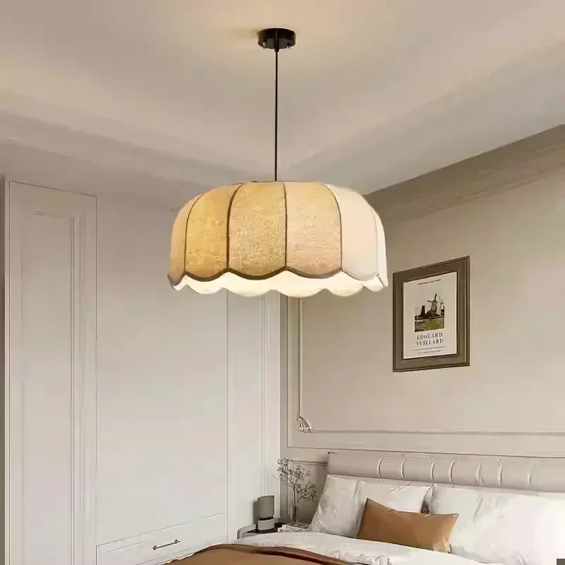 Nordic Wabi Glow – Minimalistische Wabi Sabi Linnen LED Hanglamp - hanglampen - detail