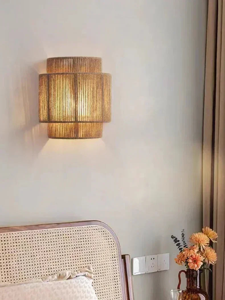 MORI GLOW Handgemaakte Hennep Touw Wandlamp - wandlamp - gemonteerd