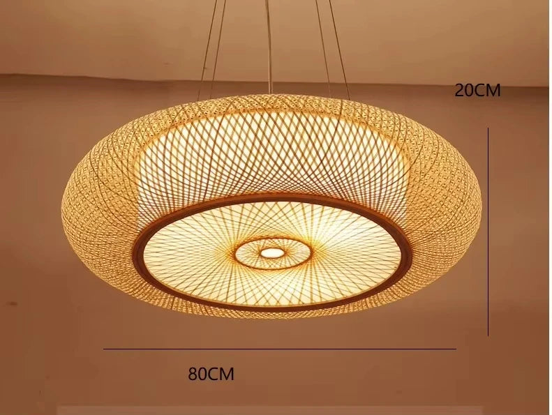 BambuLoom Grace: Handgemaakte Bamboe Rieten Hanglamp - hanglampen - afmetingen
