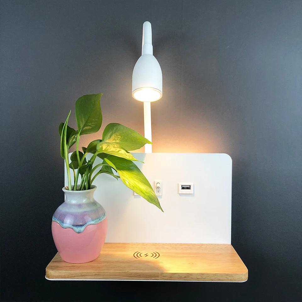 LumiCharge – Stijlvolle Wandlamp met Draadloos Opladen - wandlamp - detail