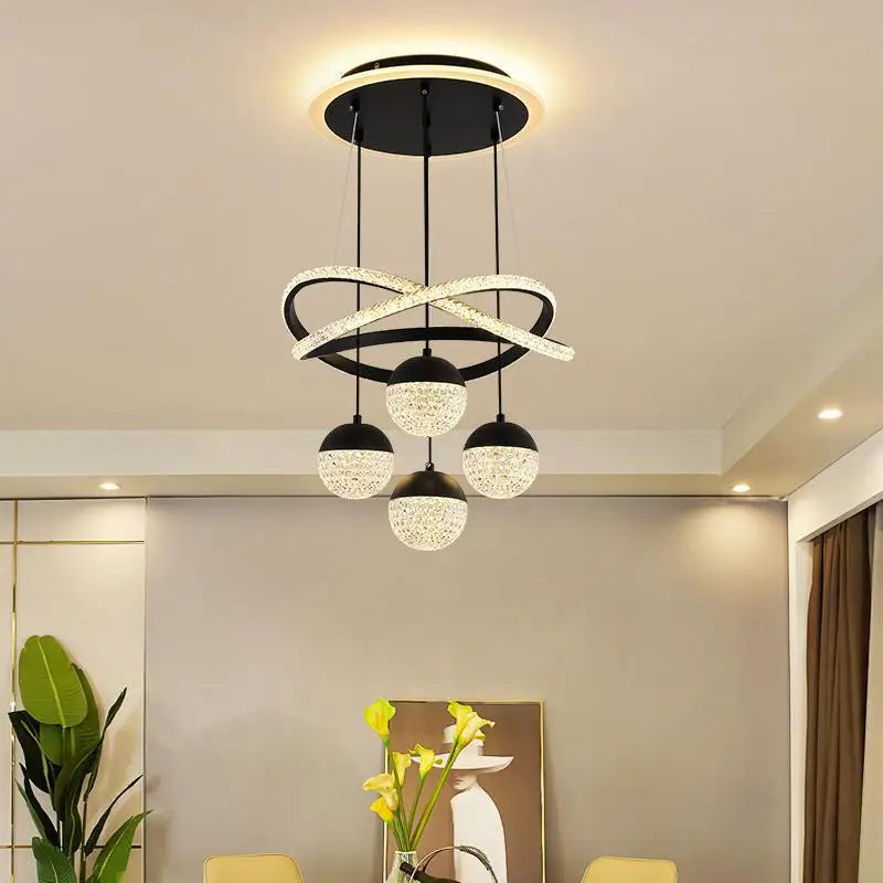 LumaCrest LED Hanglamp – Moderne Art Deco Sfeer voor Eetkamer en Woonruimte - plafondlamp - in de kamer