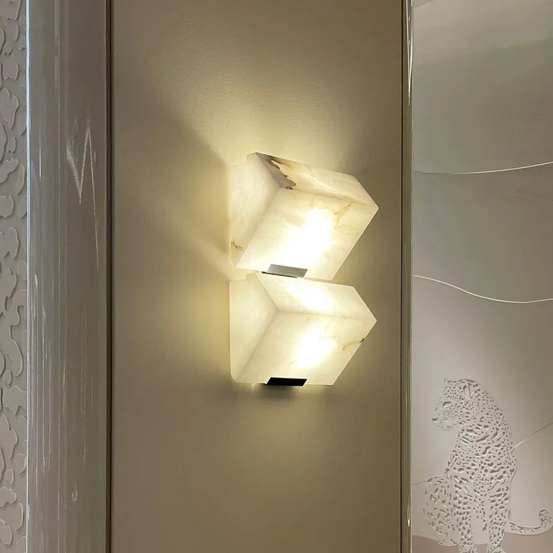 MarbleLuxe Nordic LED Wandlamp – Natuurlijke Marmeren Sfeerverlichting - wandlamp - detail