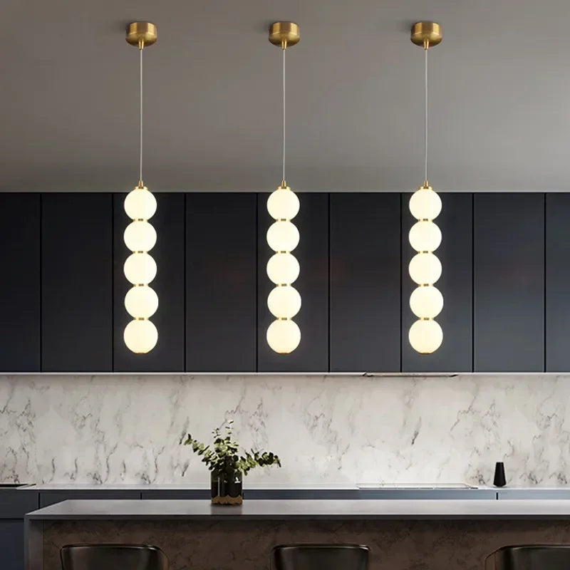 Luxe Moderne Glazen Bol Hanglamp – Dimbare LED Plafondlamp - hanglampen - detail
