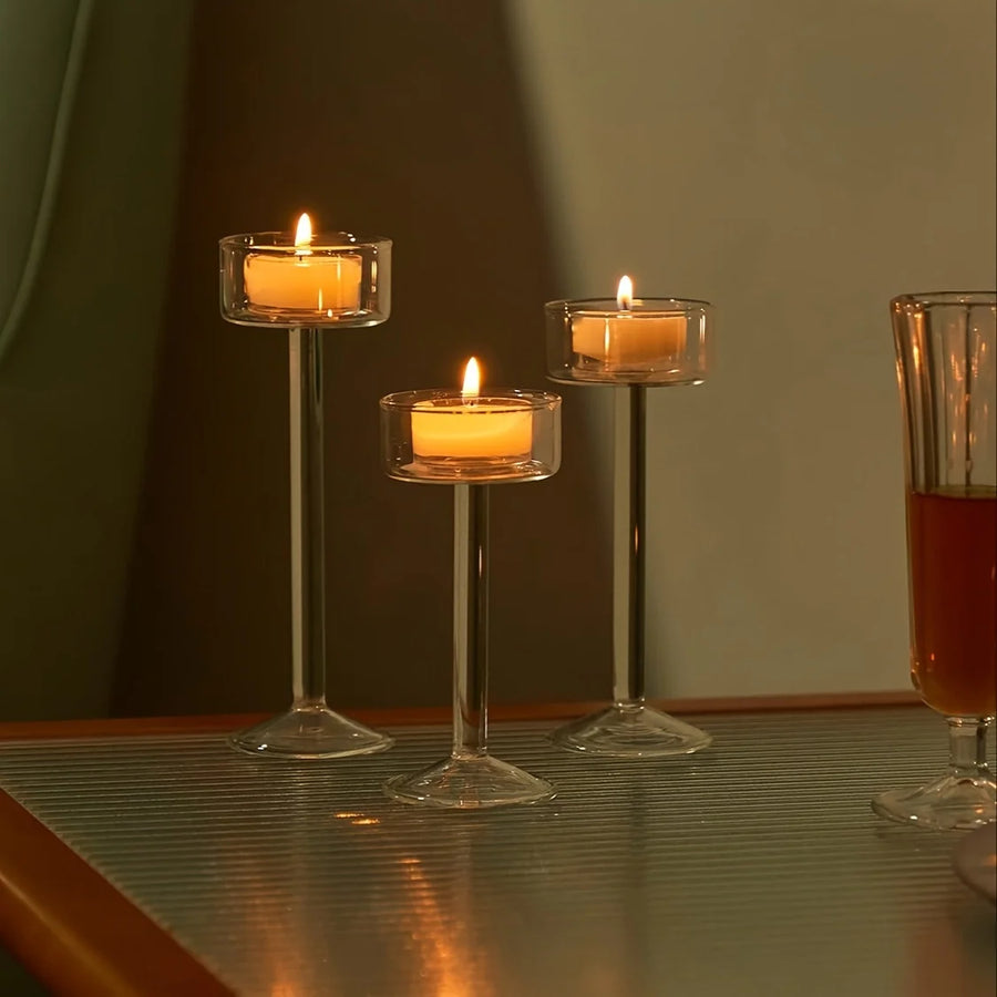 LumaVase Glazen Kandelaar Set