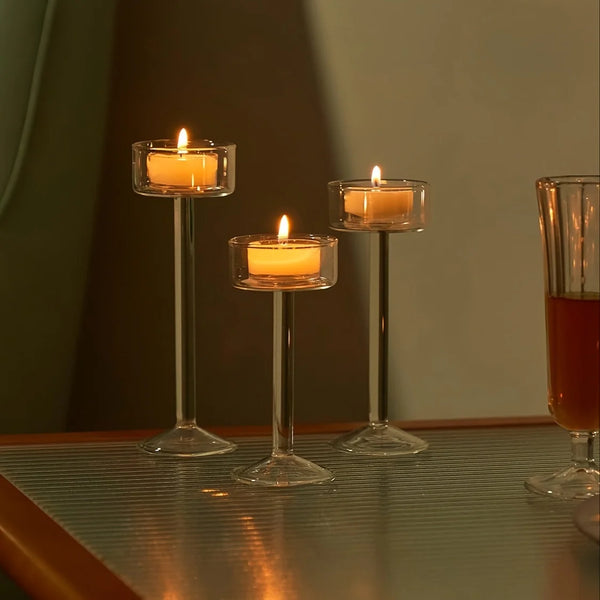 LumaVase Glazen Kandelaar Set