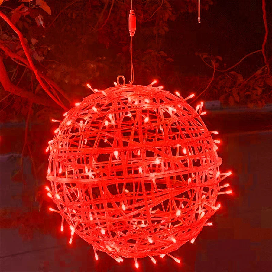 Kerst LED Rotanbal Slinger – Warme Feestverlichting & Buiten Fairy Garden Kerstverlichting - buitenverlichting - sfeerbeeld