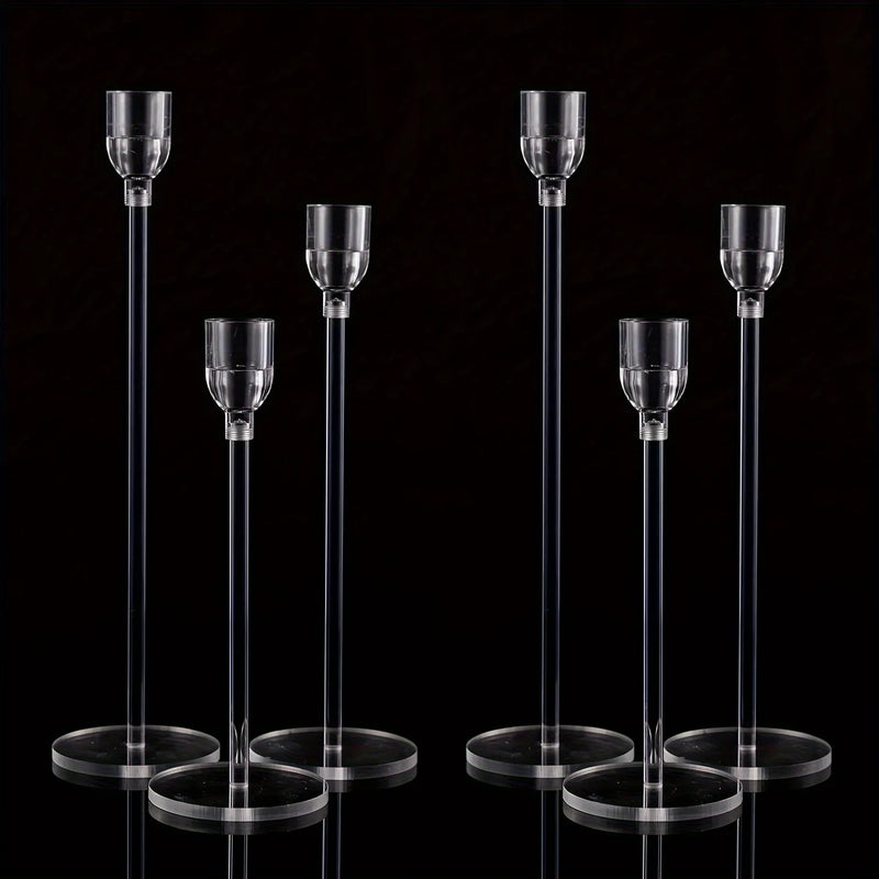 LumenAcry Heldere Acryl Kandelaar Set (3-delig)