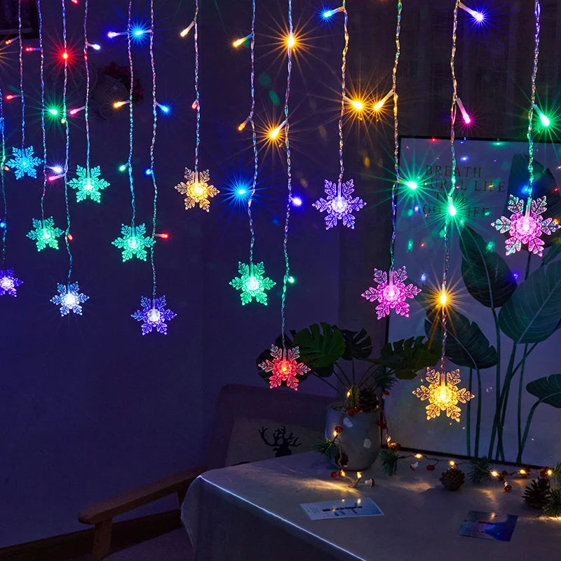 LumaSneeuw 4M LED Sneeuwvlok Gordijnverlichting – Kerst IJspegel Sfeerverlichting - buitenverlichting
