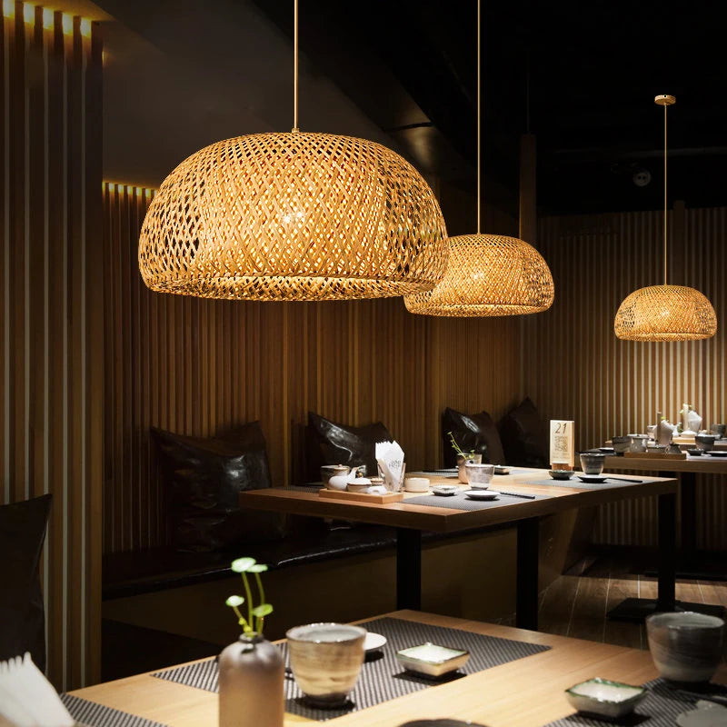 ZenWeave Bamboe Hanglamp – Handgeweven Oosterse Stijl voor Huis en Restaurant