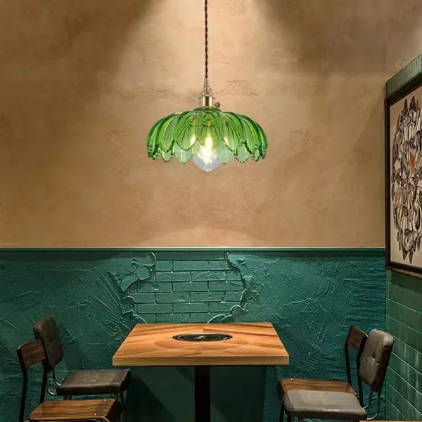 LumièrePetal Vintage Koperen Glas Hanglamp