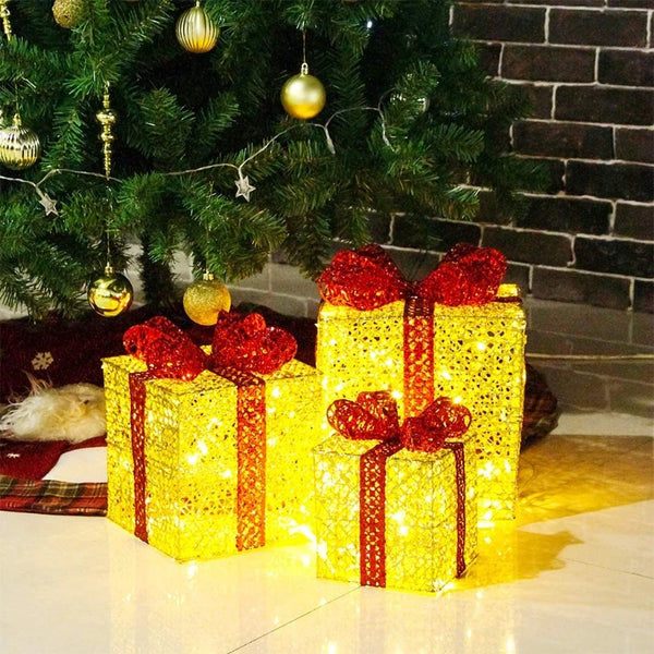 LumiGift 3-Delige Verlichte Cadeaudoos Set met LED
