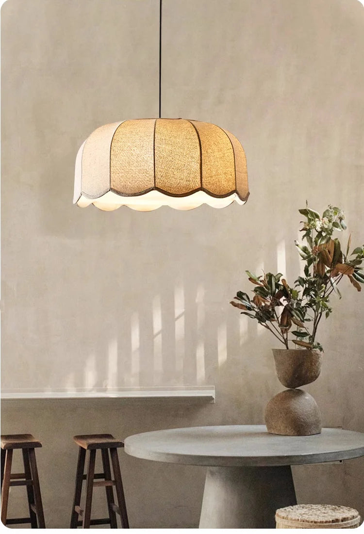 Nordic Wabi Glow – Minimalistische Wabi Sabi Linnen LED Hanglamp - hanglampen - materiaaldetail