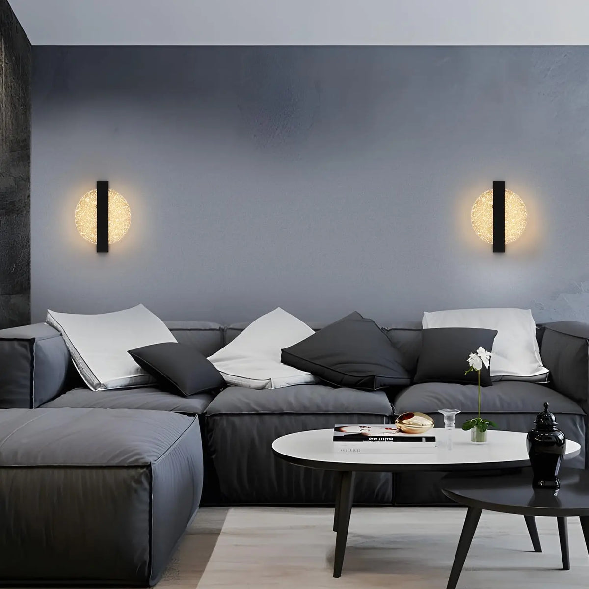 LumaLeaf Rond Wandpaneel – Moderne LED Wandlamp met Zilveren Blad & Warm Licht (3500K) - wandlamp - zijaanzicht