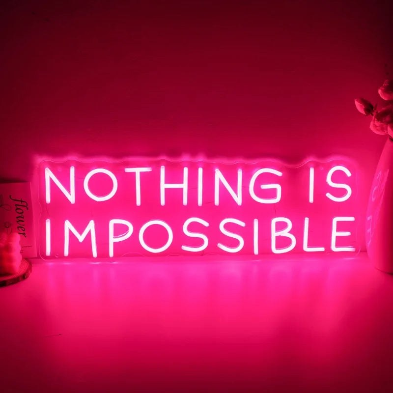 GlowInspire Aanpasbaar "NOTHING IS IMPOSSIBLE" Neon Bord