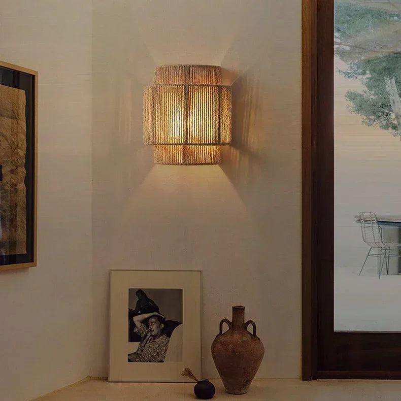 MORI GLOW Handgemaakte Hennep Touw Wandlamp